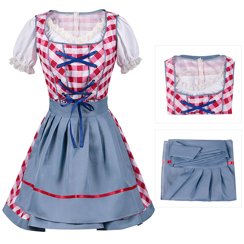 Aikuisten Oktoberfest Dirndl Maid mekko esiliinalla