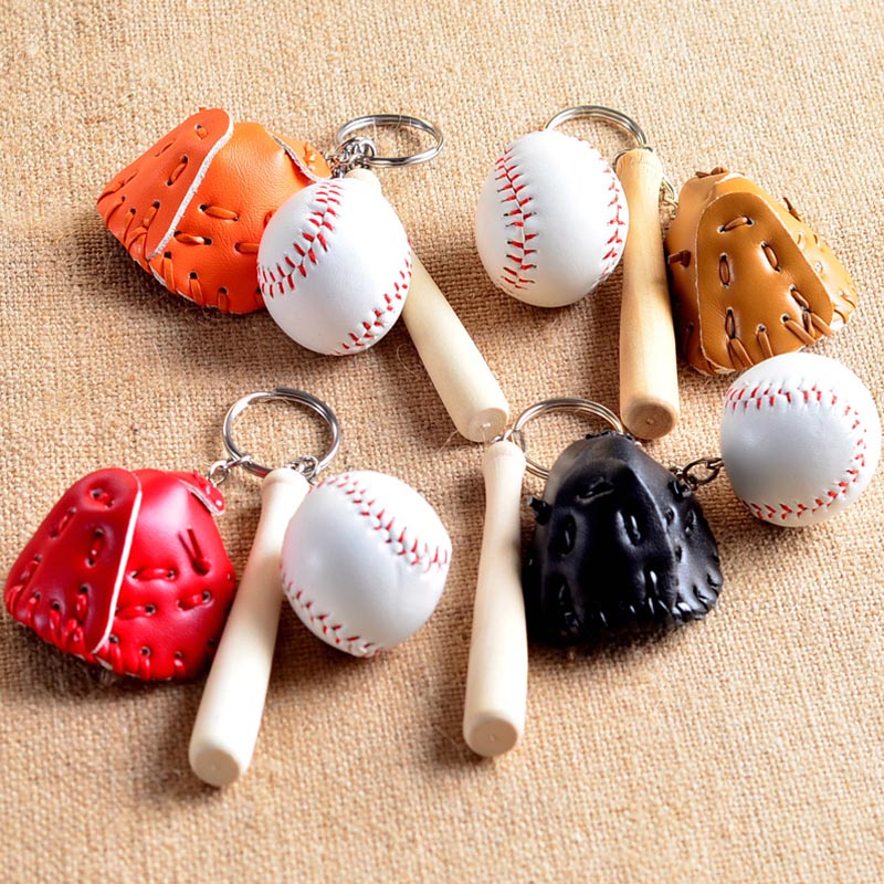Baseball Bat Wooden Bat Baseball Glove Mini -avaimenemaa