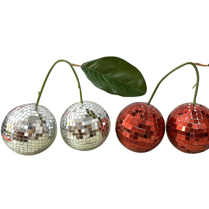 Double Mirror Ball Punainen Hopeakirsikka Disco Balls Decor