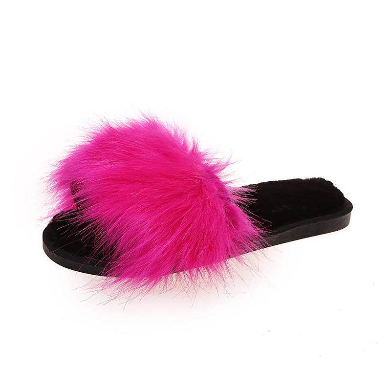 Pörröiset Real Raccoon Fur Slides Sandaalit Turkistossut