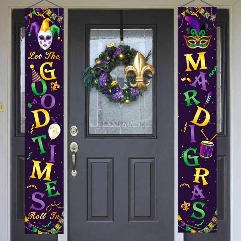 Mardi Grasin oven banneri kuisti merkki sisustus