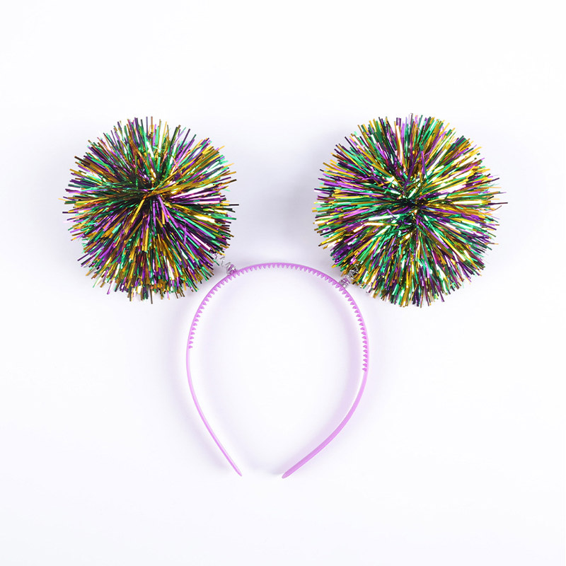 Mardi Gras Pom Poms Tinsel -pääpana