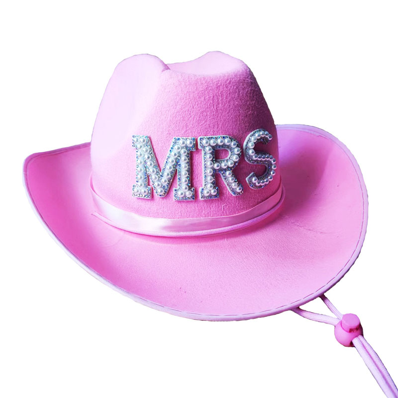Vaaleanpunainen musta cowboy hattu