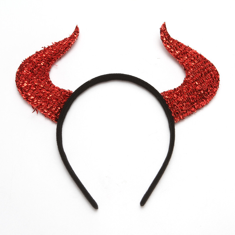 Päähine Red Devil Headband Horn Trident -päänauhasetti